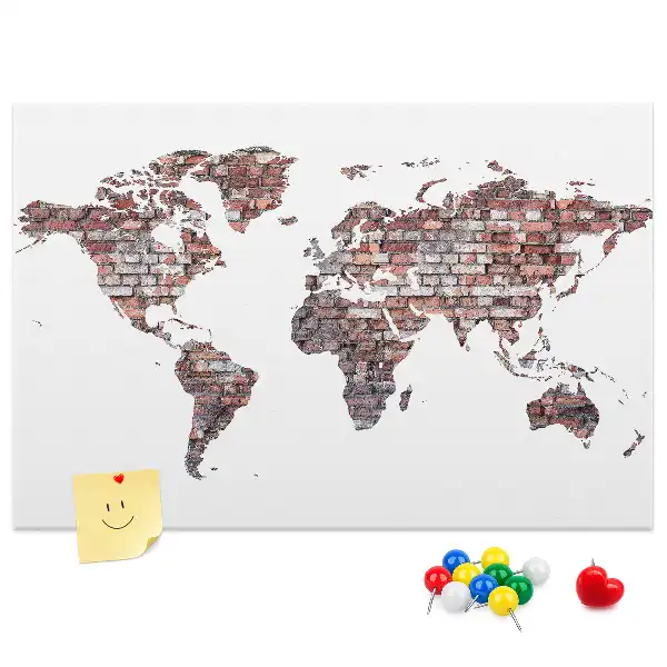 Nástěnka do dětského pokoje Mapa světa z cihel