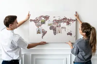 Nástěnka do dětského pokoje Mapa světa z cihel