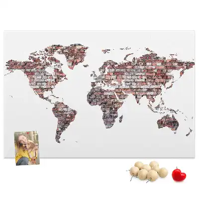 Nástěnka do dětského pokoje Mapa světa z cihel