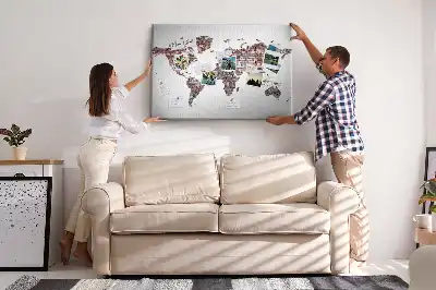 Nástěnka do dětského pokoje Mapa světa z cihel