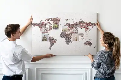 Nástěnka do dětského pokoje Mapa světa z cihel