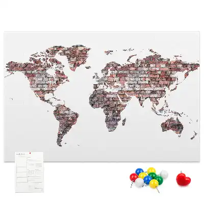 Nástěnka do dětského pokoje Mapa světa z cihel