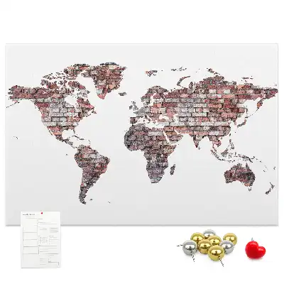 Nástěnka do dětského pokoje Mapa světa z cihel