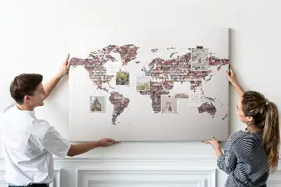 Nástěnka do dětského pokoje Mapa světa z cihel