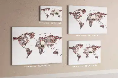Nástěnka do dětského pokoje Mapa světa z cihel