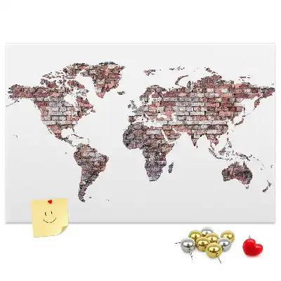 Nástěnka do dětského pokoje Mapa světa z cihel