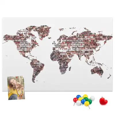 Nástěnka do dětského pokoje Mapa světa z cihel