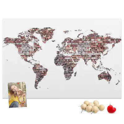 Nástěnka do dětského pokoje Mapa světa z cihel