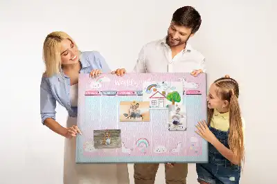 Nástěnka do dětského pokoje Týdenní plánovač s jednorožcem