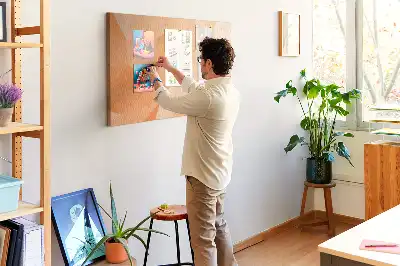 Korková nástěnka s geometrickými trojúhelníkovými tvary