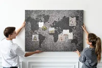 Nástěnka korková Betonová mapa světa