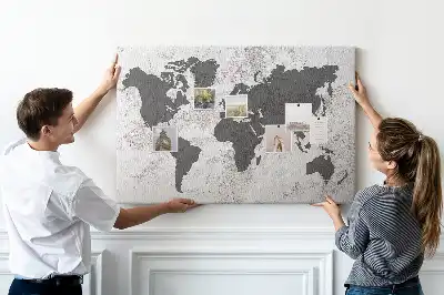 Korková tabule Betonová mapa světa