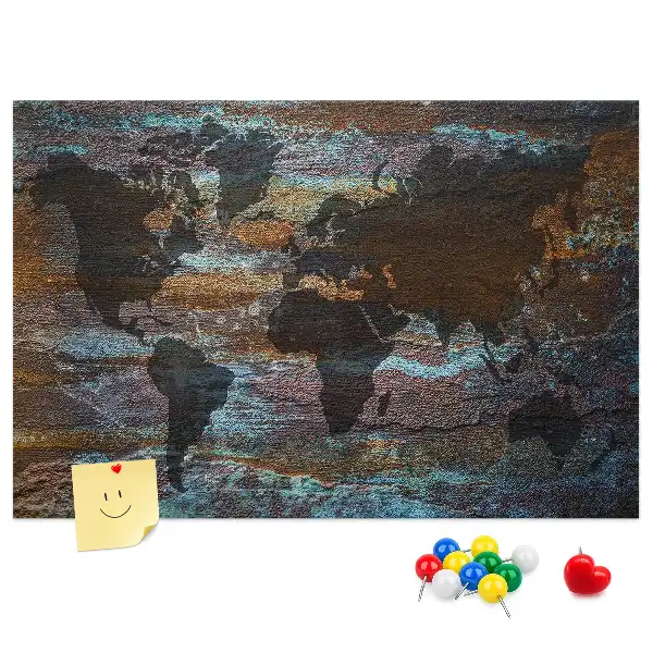 Nástěnka do dětského pokoje Mapa světa rezavá
