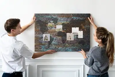 Nástěnka do dětského pokoje Mapa světa rezavá
