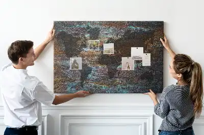 Nástěnka do dětského pokoje Mapa světa z rezavého materiálu