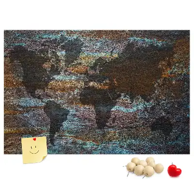 Nástěnka do dětského pokoje Mapa světa z rezavého materiálu