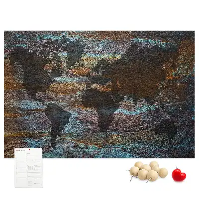 Nástěnka do dětského pokoje Mapa světa z rezavého materiálu