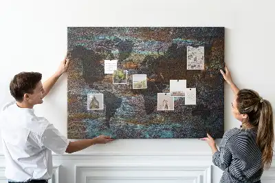 Nástěnka do dětského pokoje Mapa světa z rezavého materiálu