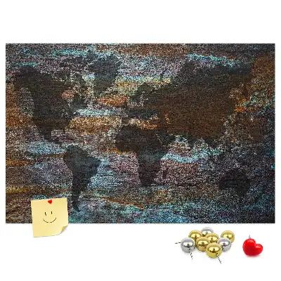 Nástěnka do dětského pokoje Mapa světa rezavá