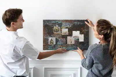 Nástěnka do dětského pokoje Mapa světa z rezavého materiálu
