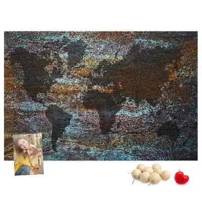 Nástěnka do dětského pokoje Mapa světa z rezavého materiálu