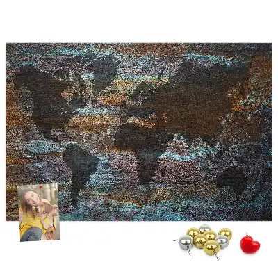 Nástěnka do dětského pokoje Mapa světa rezavá