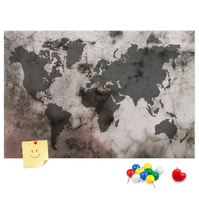 Nástěnka korková Betonová mapa světa