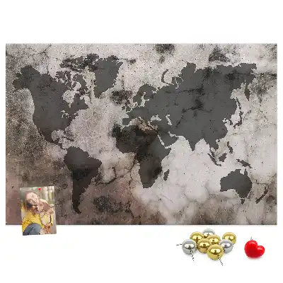 Nástěnka korková Betonová mapa světa