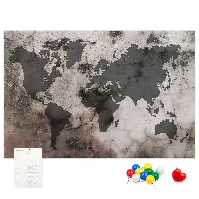 Nástěnka korková Betonová mapa světa