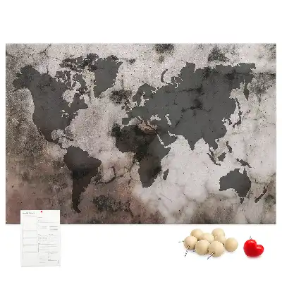 Nástěnka korková Betonová mapa světa