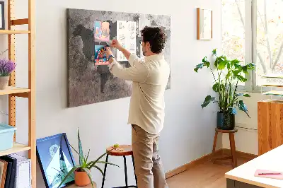 Nástěnka korková Betonová mapa světa