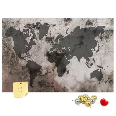Nástěnka korková Betonová mapa světa