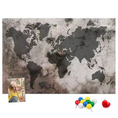 Nástěnka korková Betonová mapa světa