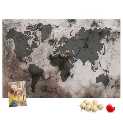 Nástěnka korková Betonová mapa světa