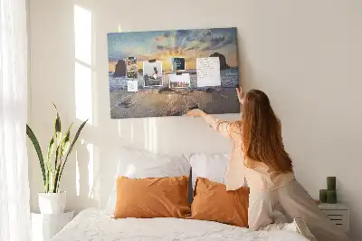 Korková tabule Západ slunce na pláži