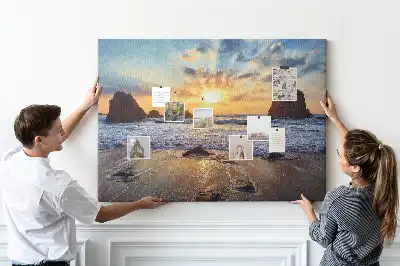 Korková tabule Západ slunce na pláži
