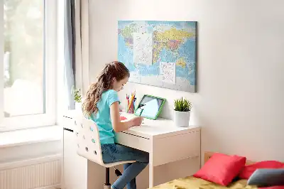 Nástěnka do dětského pokoje Politická mapa světa