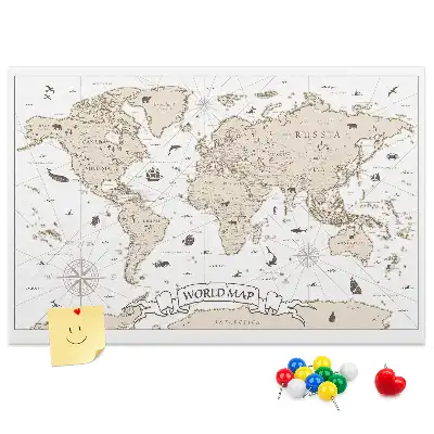 Korková tabule Mapa světa ve vintage stylu