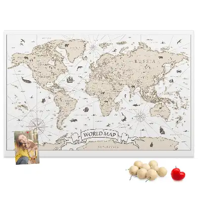 Korková tabule Mapa světa ve vintage stylu