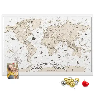 Korková tabule Mapa světa ve vintage stylu