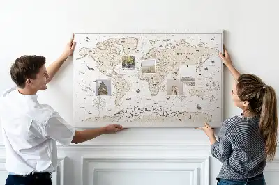 Korková tabule Mapa světa ve vintage stylu