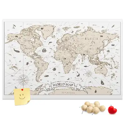 Korková tabule Mapa světa ve vintage stylu