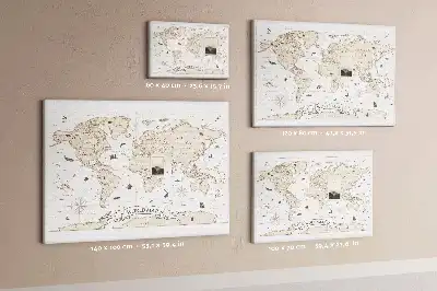 Korková nástěnka se starožitným motivem mapy světa