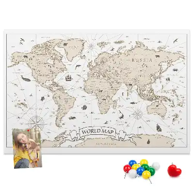 Korková tabule Mapa světa ve vintage stylu