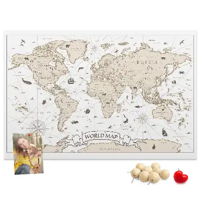 Korková tabule Mapa světa ve vintage stylu
