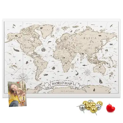 Korková tabule Mapa světa ve vintage stylu