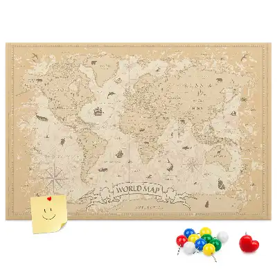 Nástěnka do dětského pokoje Mapa světa ve vintage stylu