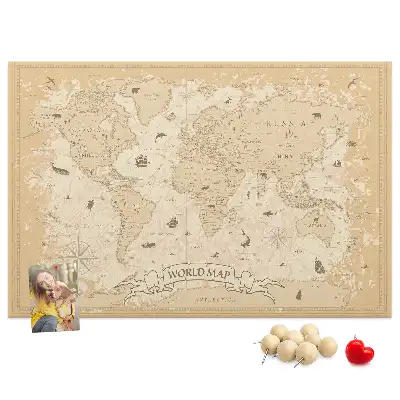 Nástěnka do dětského pokoje Mapa světa ve vintage stylu