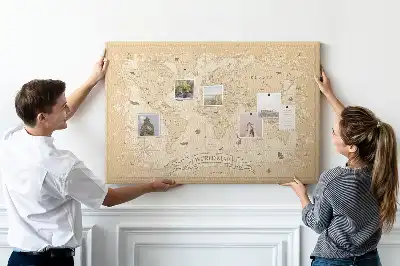 Nástěnka do dětského pokoje Mapa světa ve vintage stylu