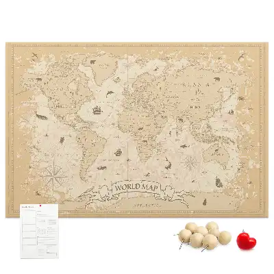 Nástěnka do dětského pokoje Mapa světa ve vintage stylu